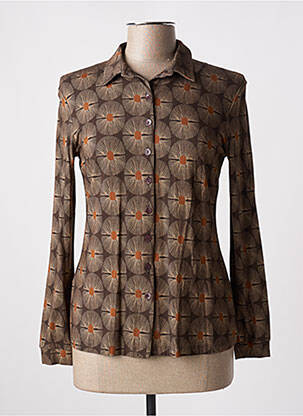 Chemisier coupe cintrée manches longues marron SIYU femme