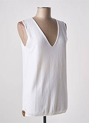 Pull coupe droite sans manche blanc THEN femme