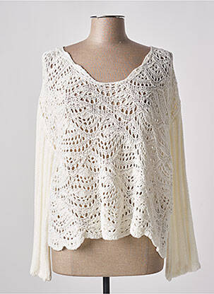 Pull maille ajourée manches longues beige FABIANA FILIPPI femme