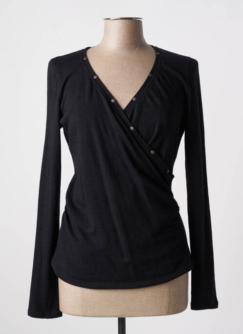 Pull col v manches longues noir PAULE KA femme