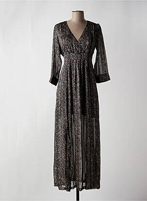 Robe longue manches longues manches longues noir OPULLENCE femme