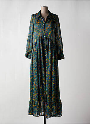 Robe longue manches longues manches longues vert OPULLENCE femme