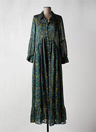 Robe longue manches longues manches longues vert OPULLENCE femme