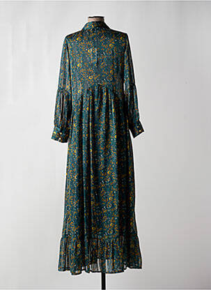 Robe longue manches longues manches longues vert OPULLENCE femme