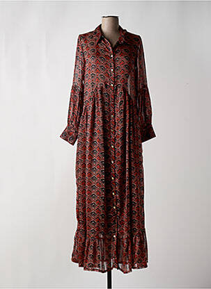 Robe longue manches longues manches longues orange OPULLENCE femme
