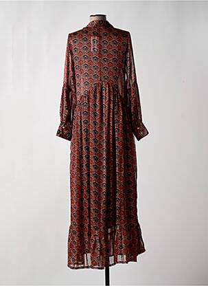 Robe longue manches longues manches longues orange OPULLENCE femme