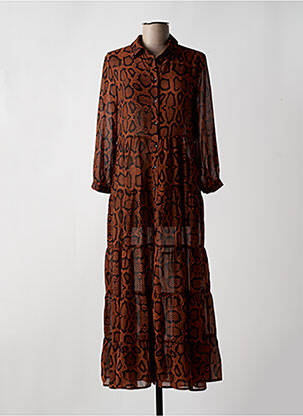 Robe longue manches longues manches longues marron GRACE & MILA femme
