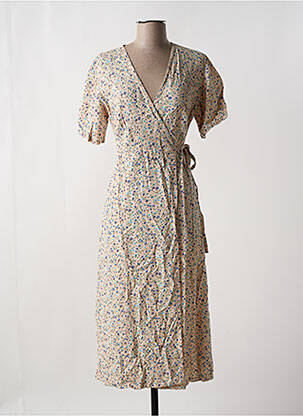 Robe mi-longue imprimé fleurs manches courtes rose PEOPLE TREE femme