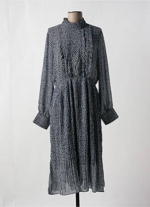 Robe mi-longue coupe fluide manches longues bleu MOLLY BRACKEN femme