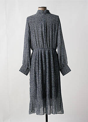 Robe mi-longue imprimé fleurs manches longues bleu MOLLY BRACKEN femme