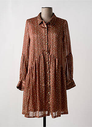 Robe courte manches longues manches longues orange OPULLENCE femme