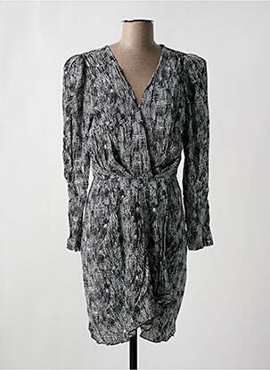 Robe mi-longue imprimé fantaisie manches longues noir SCHOOL RAG femme