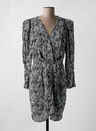 Robe mi-longue imprimé fantaisie manches longues noir SCHOOL RAG femme