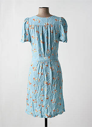 Robe mi-longue imprimé fleurs manches courtes bleu SESSUN femme
