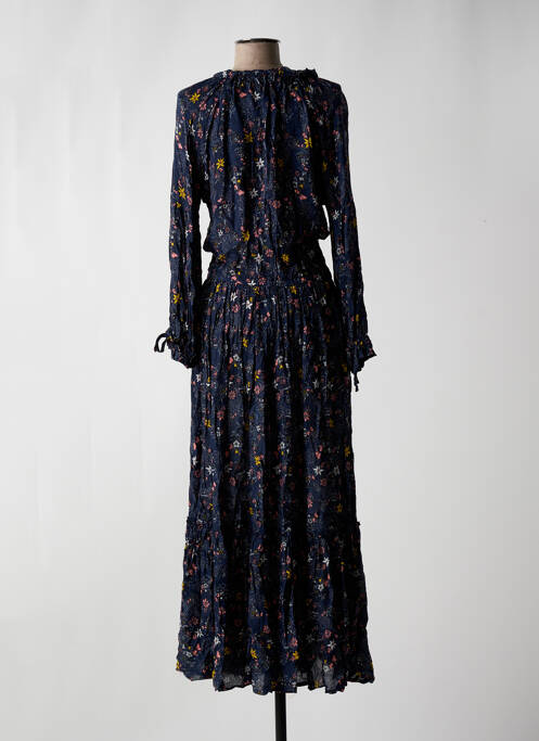 Robe longue manches longues manches longues bleu TEDDY SMITH femme