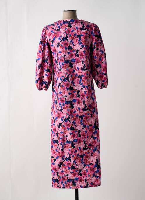 Robe mi-longue manches 3/4 manches 3/4 rose MINIMUM femme