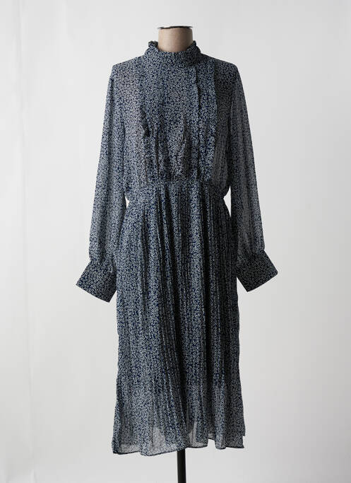 Robe mi-longue imprimé fleurs manches longues bleu MOLLY BRACKEN femme