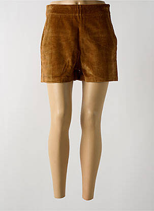Short taille à pinces taille haute marron BÔ-M femme