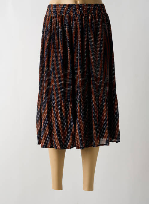 Jupe mi-longue taille haute marron MINIMUM femme