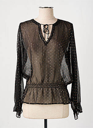 Blouse imprimé fantaisie manches longues noir GRACE & MILA femme