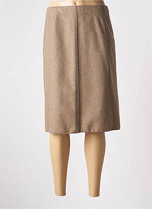 Jupe mi-longue coupe droite beige PAULE KA femme