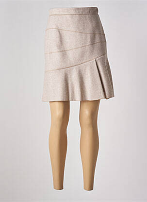 Jupe mi-longue fermeture zippée au dos beige PAULE KA femme