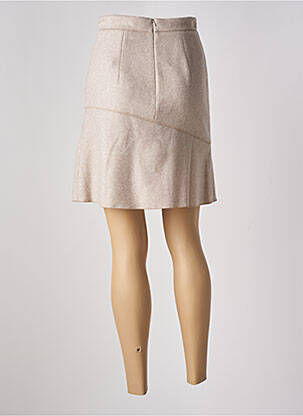 Jupe mi-longue fermeture zippée au dos beige PAULE KA femme