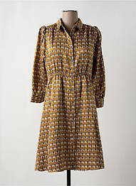 Robe mi-longue manches 3/4 manches 3/4 jaune CHATTAWAK femme