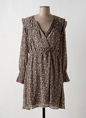 Robe mi-longue imprimé fleurs manches longues rose CHATTAWAK femme