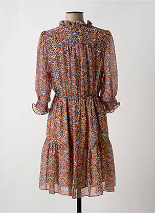 Robe mi-longue imprimé fleurs manches 3/4 orange CHATTAWAK femme
