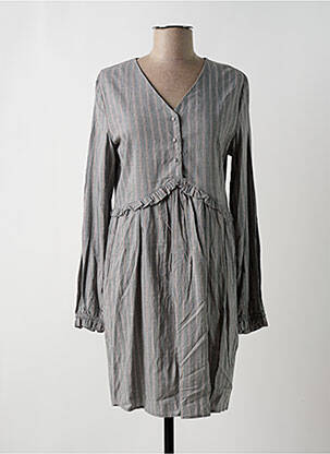 Robe mi-longue coupe évasée manches longues gris SEASON femme