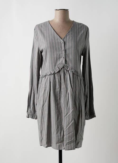 Robe mi-longue manches longues manches longues gris SEASON femme