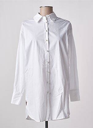 Chemisier coupe droite manches longues blanc LPB femme