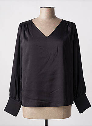 Blouse poignets boutonnés avec fente manches longues noir EMA BLUE'S femme