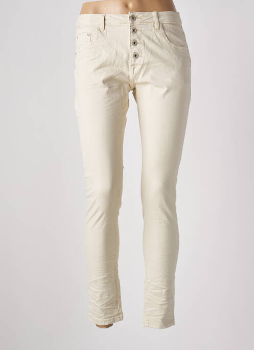 Pantalon slim beige PLACE DU JOUR pour femme