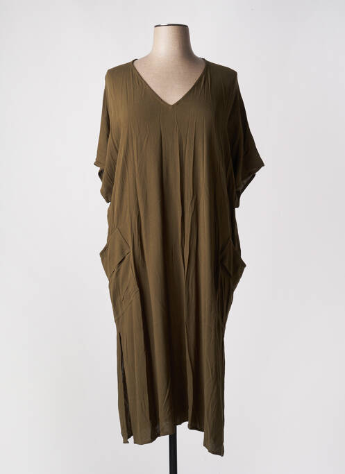 Robe mi-longue vert MAT. pour femme