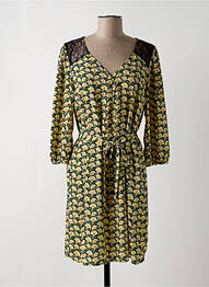 Robe mi-longue coupe fluide manches 3/4 jaune AKOZ DE TOI femme