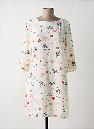 Robe mi-longue imprimé fleurs manches 3/4 blanc LILI & LALA femme
