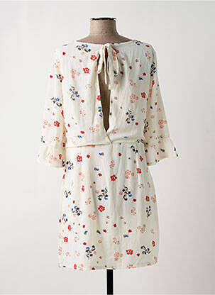Robe mi-longue imprimé fleurs manches 3/4 blanc LILI & LALA femme