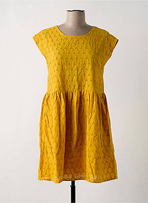 Robe courte manches courtes manches courtes jaune IT HIPPIE femme
