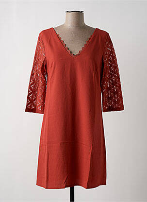 Robe courte manches 3/4 manches 3/4 orange CERISE BLUE femme