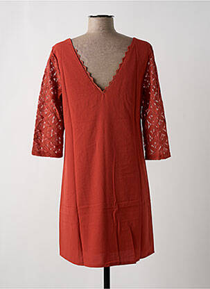 Robe courte coupe fluide manches 3/4 orange CERISE BLUE femme