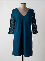 Robe courte manches 3/4 manches 3/4 vert CERISE BLUE femme