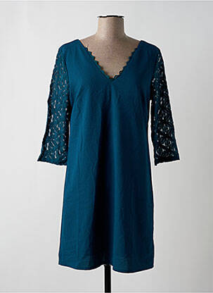 Robe courte manches 3/4 manches 3/4 vert CERISE BLUE femme