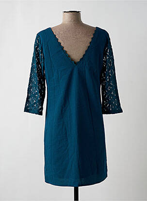Robe courte coupe fluide manches 3/4 vert CERISE BLUE femme