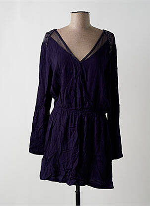 Robe mi-longue coupe fluide manches longues bleu VERSION FEMININ femme