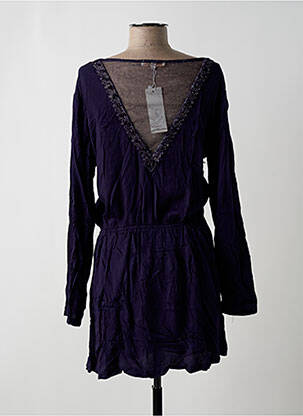 Robe mi-longue coupe fluide manches longues bleu VERSION FEMININ femme