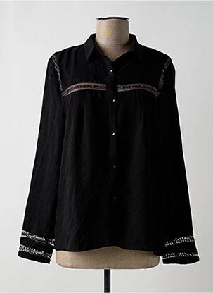 Chemisier tissage crêpe manches longues noir LILI & LALA femme