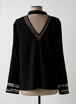 Chemisier tissage crêpe manches longues noir LILI & LALA femme