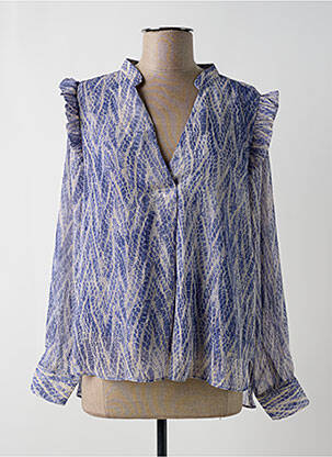Blouse légère et transparente manches longues bleu KILKY femme